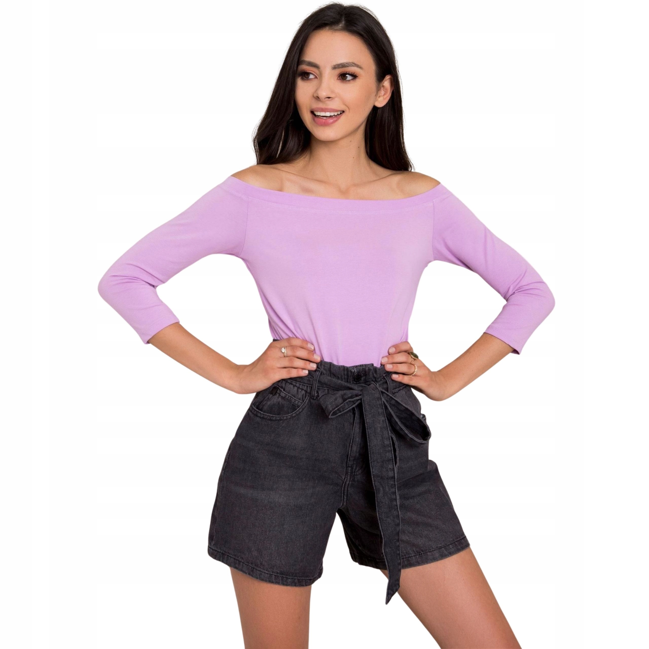 DAMSKA BAWEŁNIANA BLUZKA Z ODKRYTYMI RAMIONAMI L