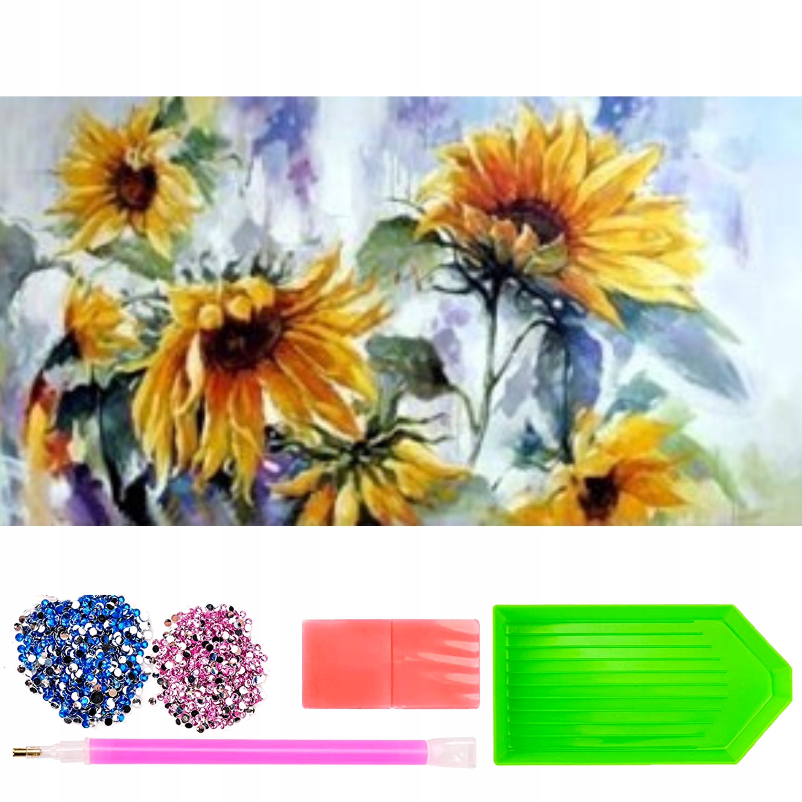 Velká Diamantová Výšivka XXL 80X40 Květy Slunečnice Diamond Paiting Mozaika