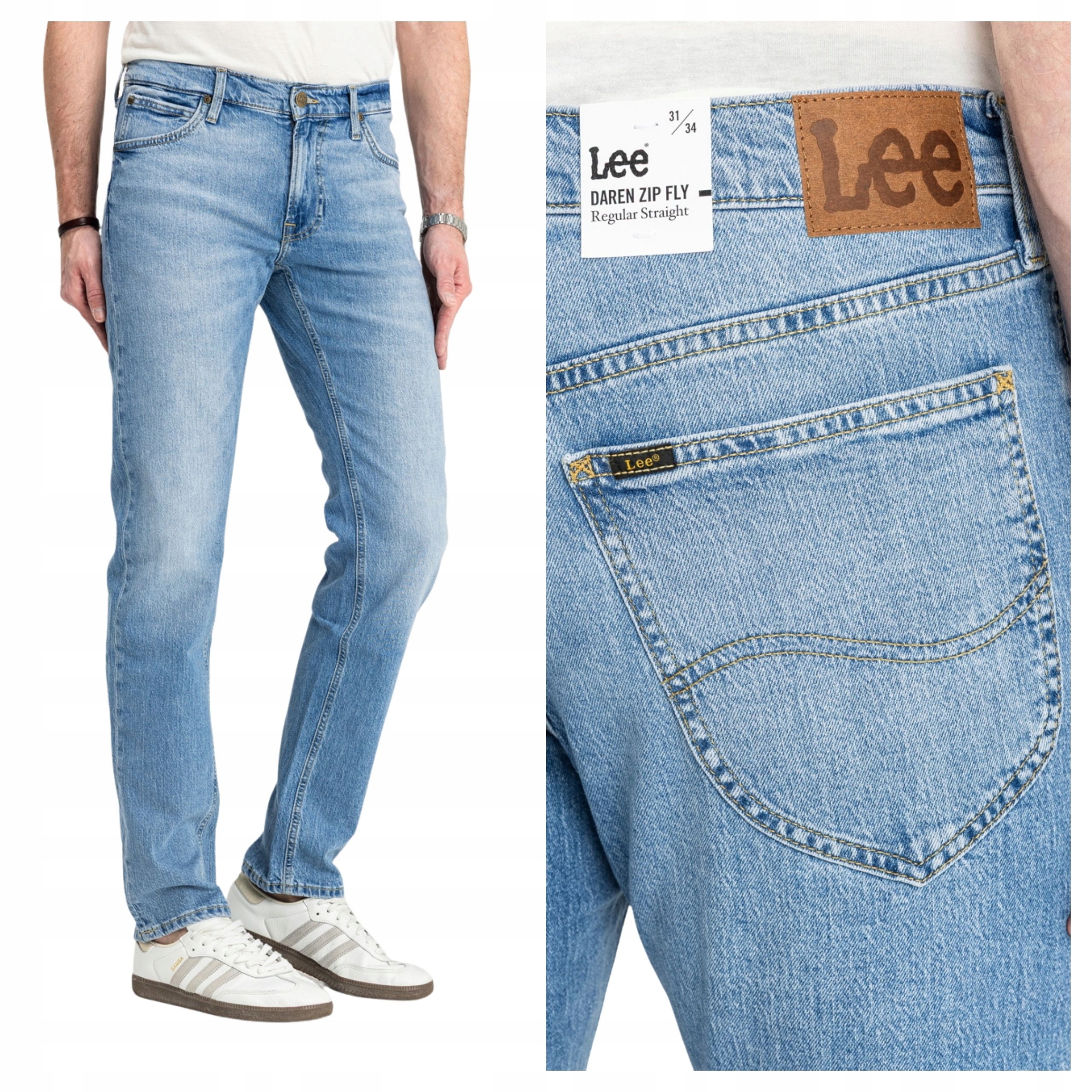 Pánské kalhoty Lee Daren Zip Fly Straight Modré Horizon Blue W36 L34