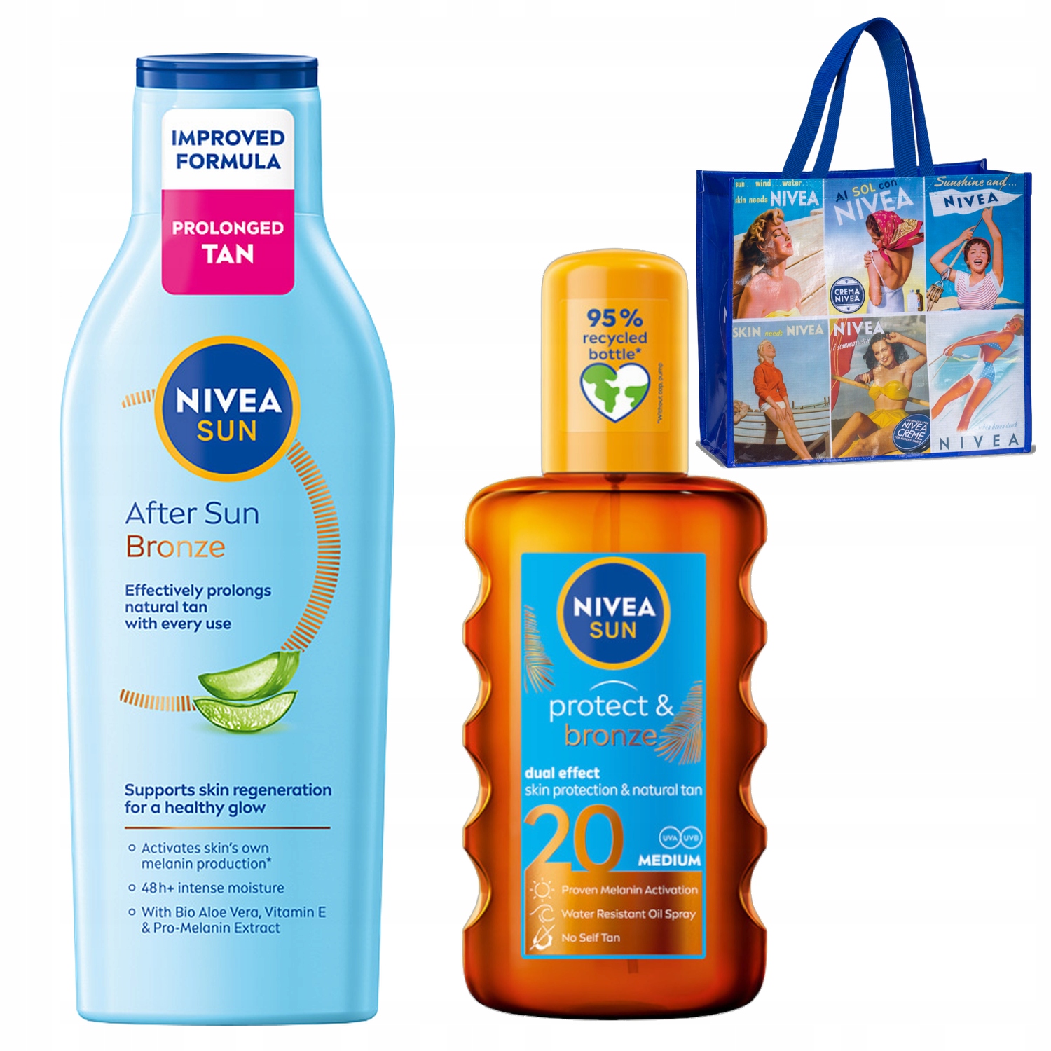 Nivea Sun Sada Balzám po opalování 200 Ml Aktivační olej SPF20 +dárek