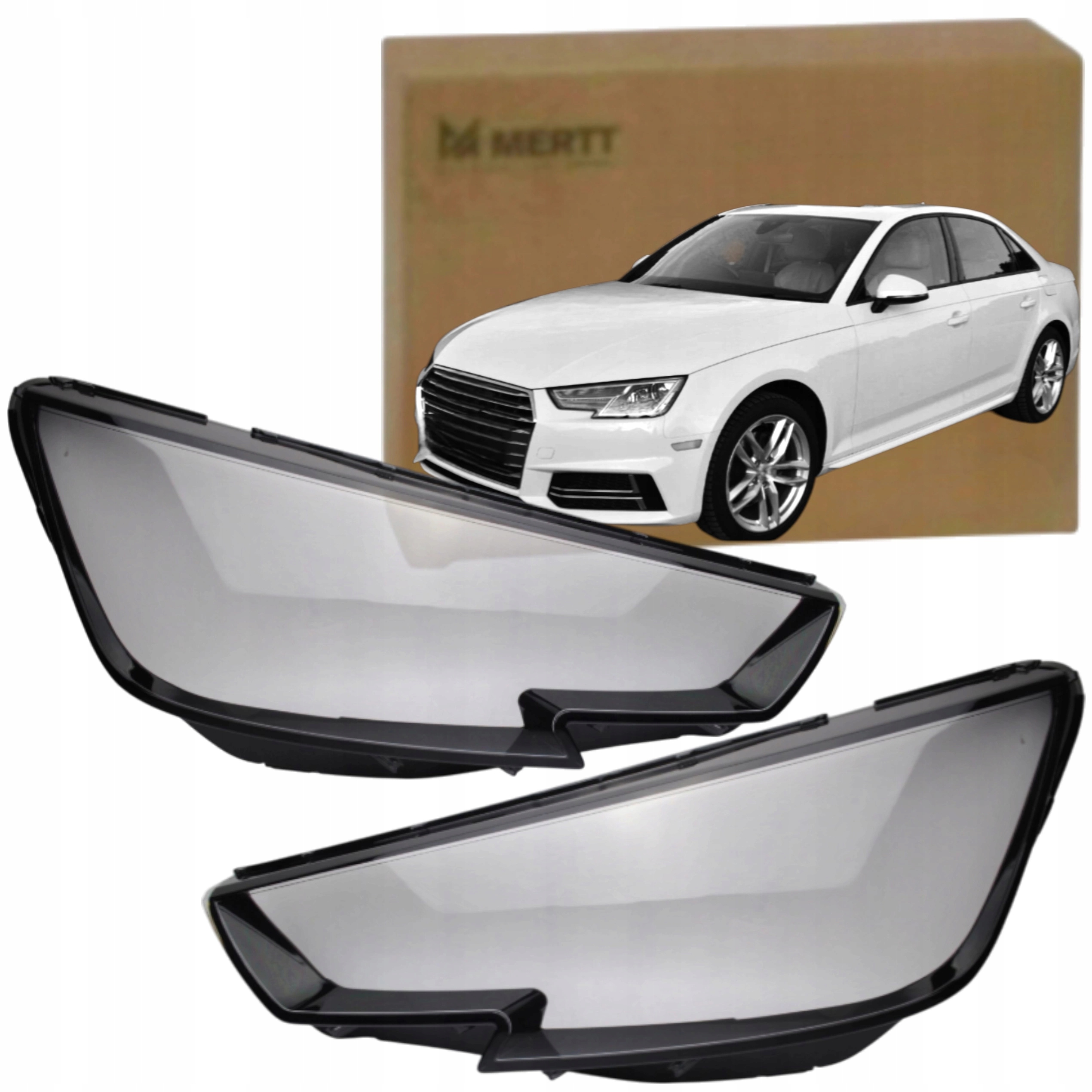 Sada x2 Stínidlo Pravé Levé sklo světlometu lampa Audi A4 B9 2015-2019