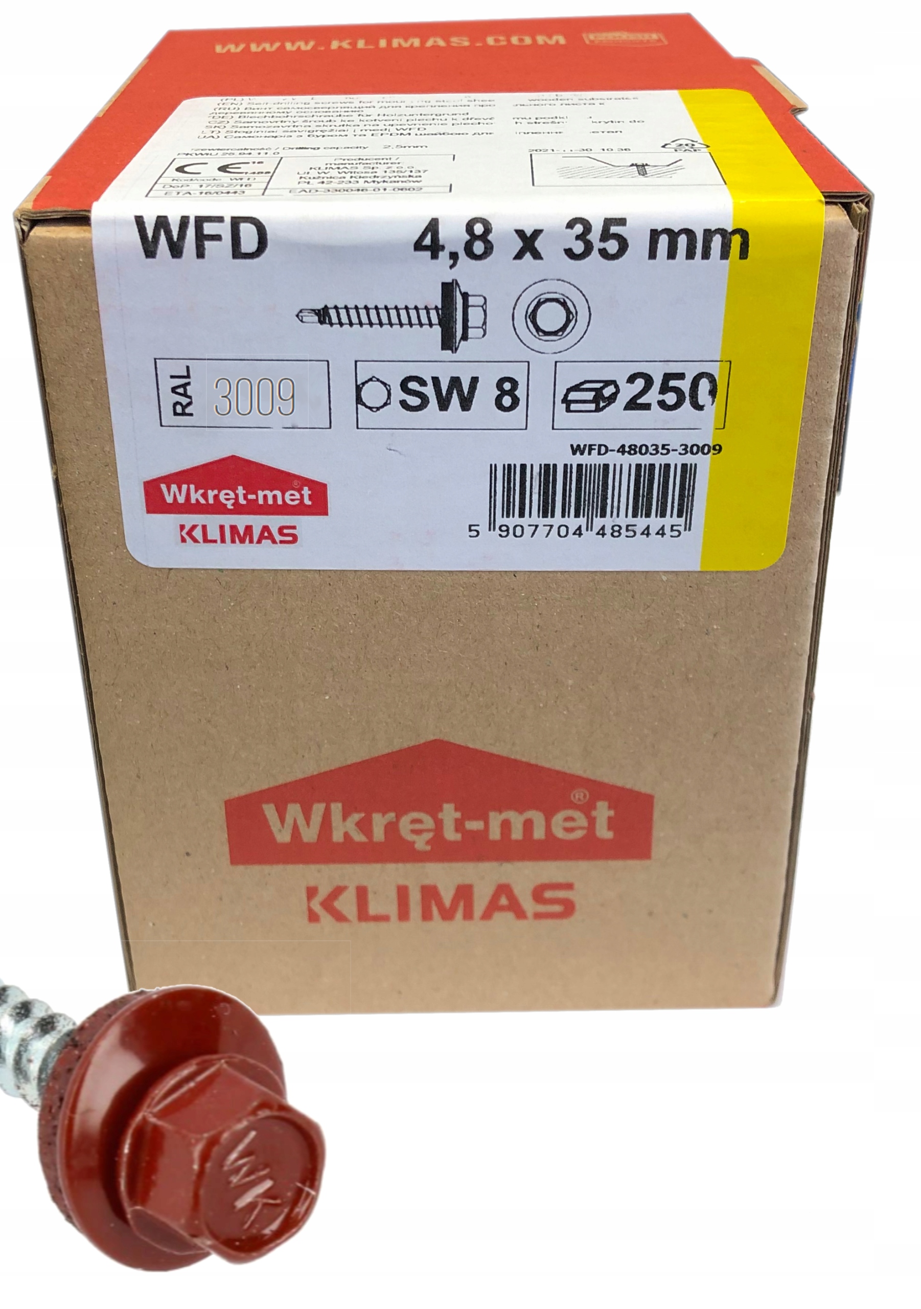 WKRĘTY FARMERSKIE 4,8x35mm RAL 3009 FARMERY 250szt