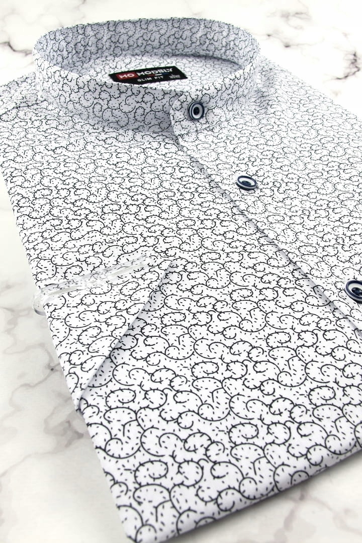 Koszula Męska Codzienna ze stójką we wzorki N805 Rozmiar XL