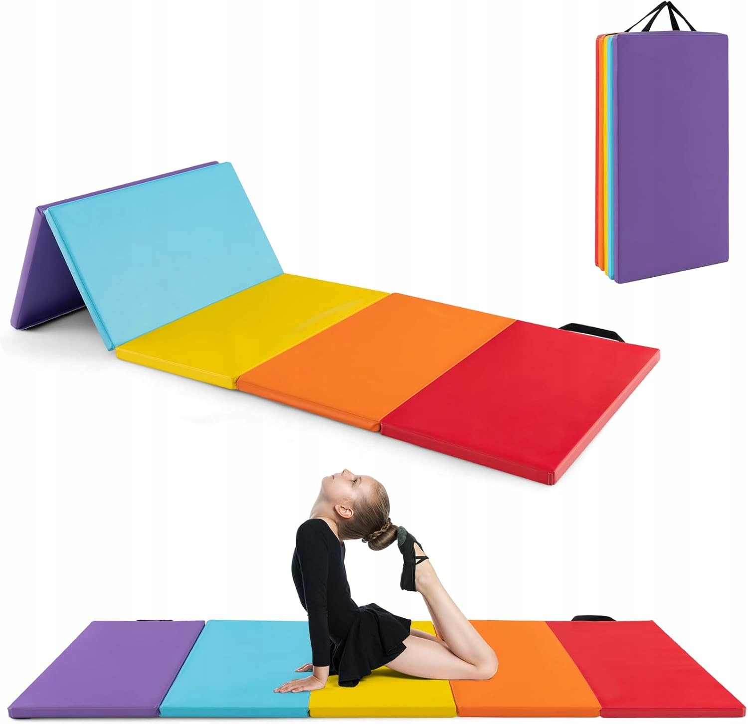 Mata gimnastyczna 200 x 75 cm miękka składana mata do ćwiczeń