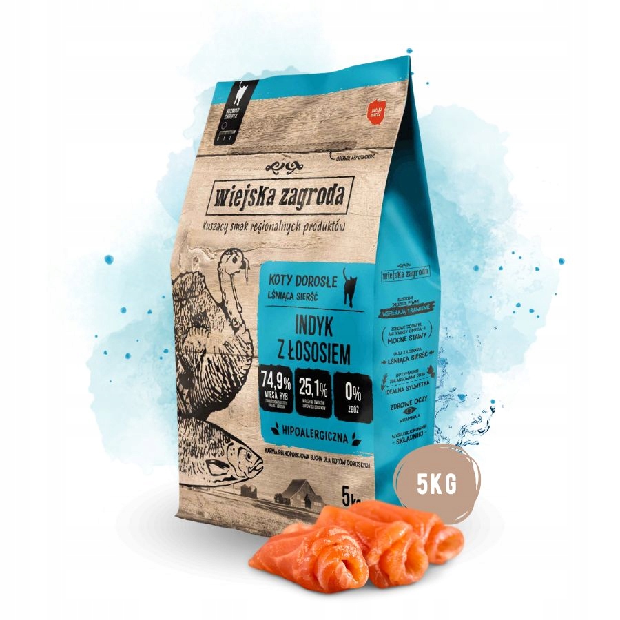 Wiejska Zagroda Karma sucha dla kota Indyk z Łososiem i Warzywami 5kg
