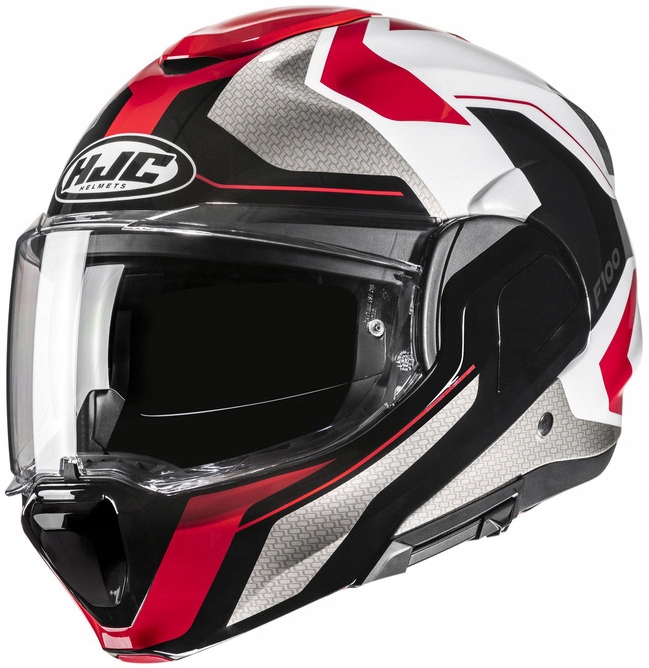 Hjc F100 Bios Red Black Motocyklová Prilba S Čeľusťou L