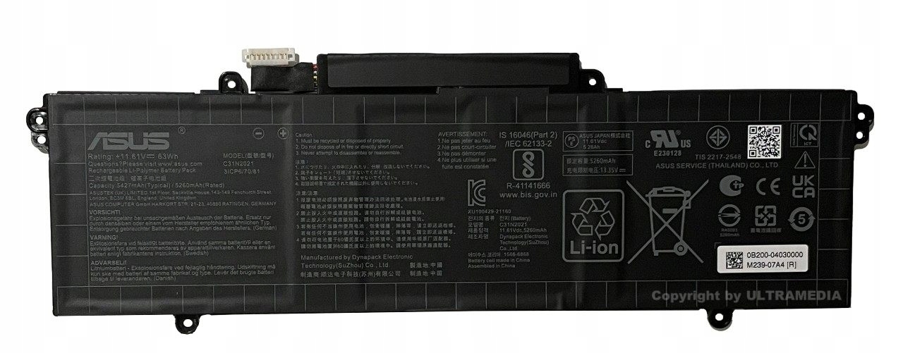 Nowy Oryginał 100% bateria akumulator Asus C31N2021 63Wh 5427mAh