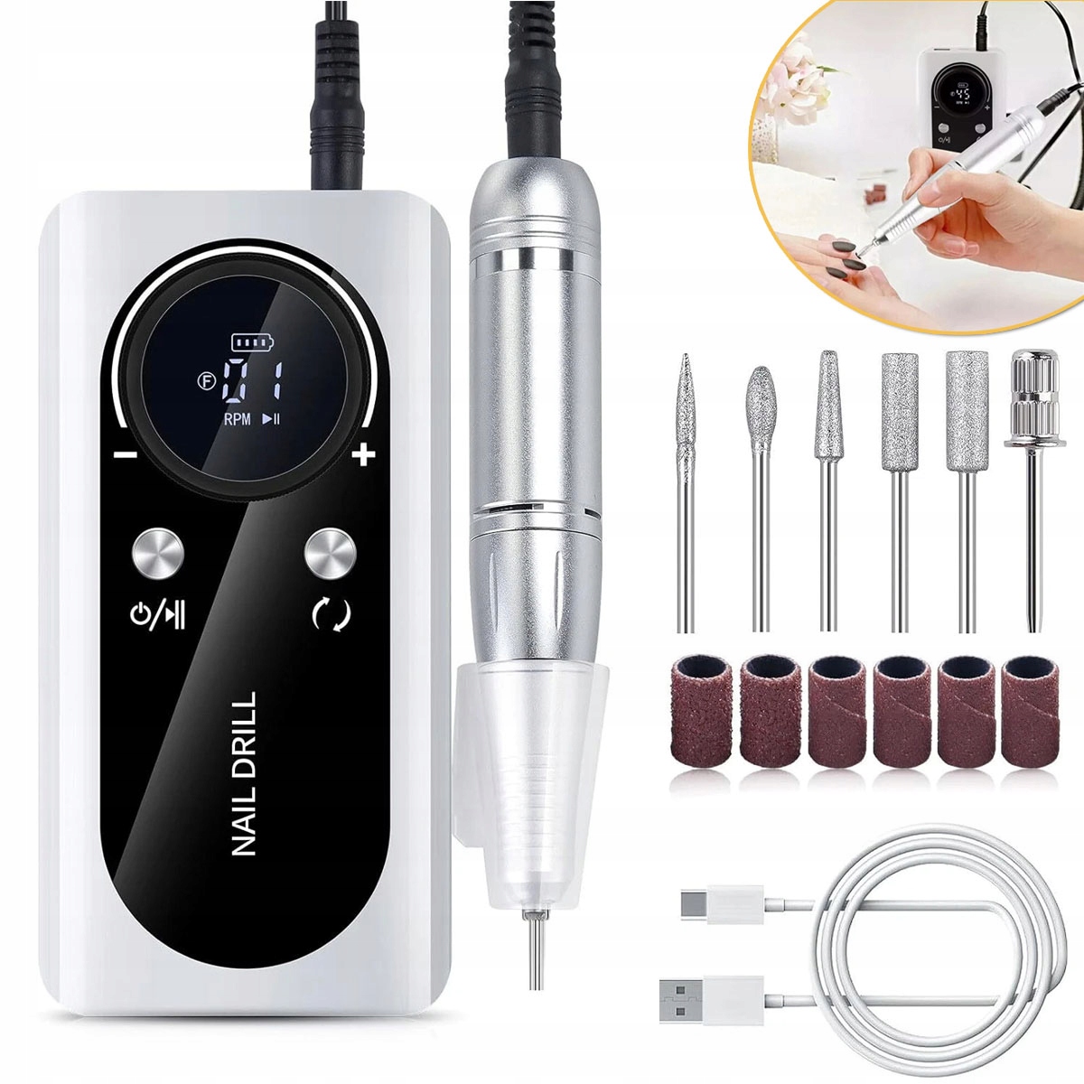 Profesionální Bruska Na Nehty Manikúra Pedikúra Silná 45 Tisíc Ot/min