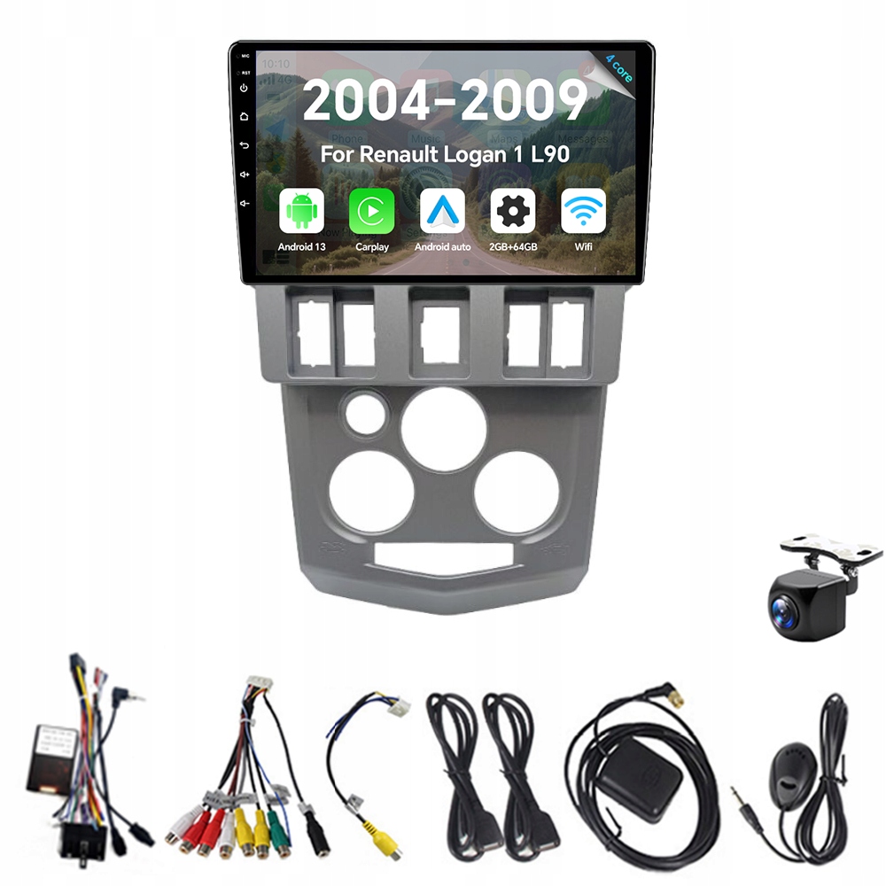 2Din Android 13 autorádio pro Renault Logan 1 L90 2004-2009 Carplay 2G 64G