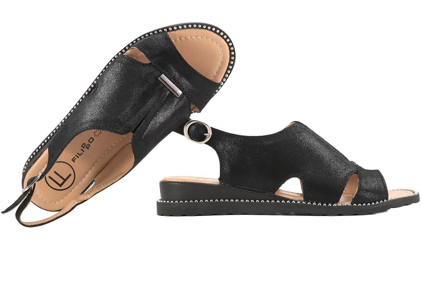 Filippo DS34470 Dámské Sandály Na Koturně, Kůže, černé