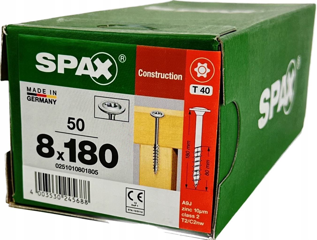 Šrouby pro dřevěné konstrukce 8x180 mm Spax Wirox Talířová hlava 50 Ks