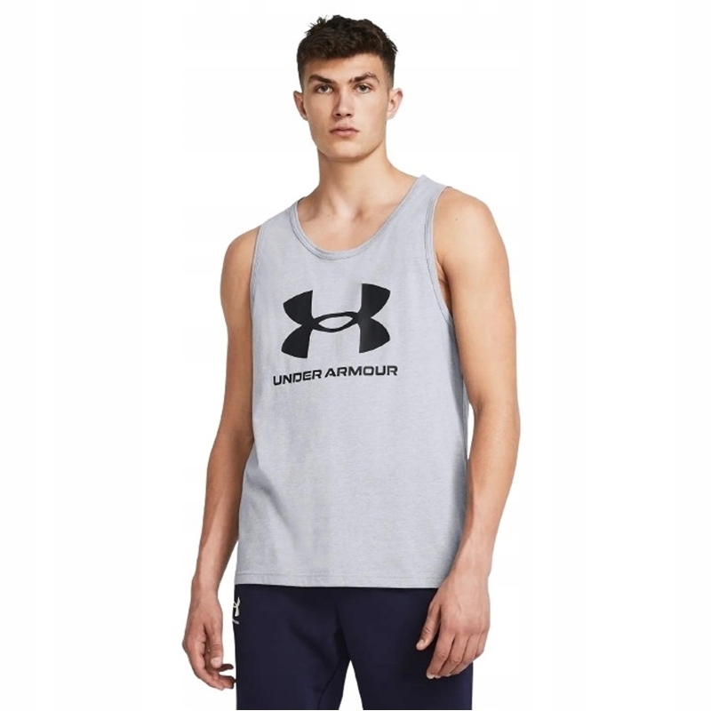 UNDER ARMOUR TANK TOP SPORTSTYLE LOGO SZARY MELANŻ
