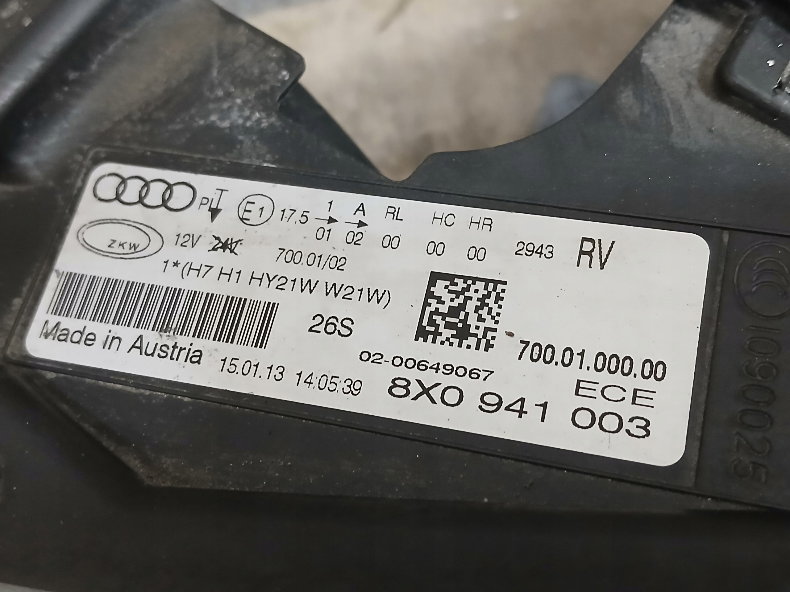 light front left AUDI A1 8X 8X0941003