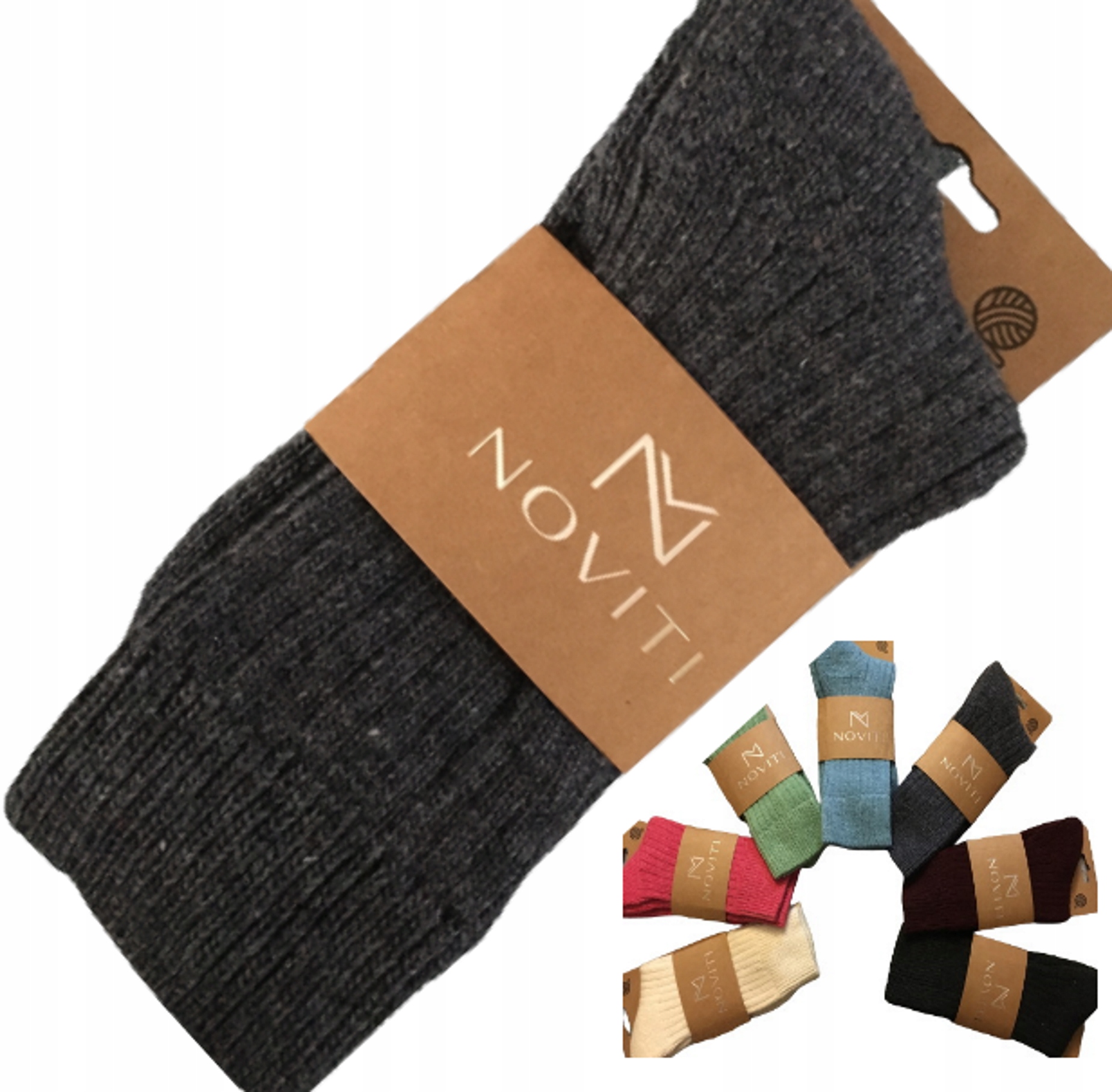 

Skarpety Grube Wełniane Ciepłe szare Noviti 35/38