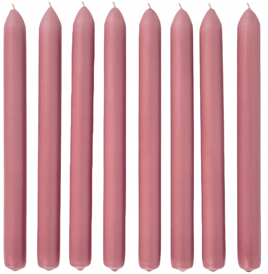 ŚWIECE ŚWIECZKI STOŁOWE STOŻKOWE DŁUGIE ELEGANCKIE CIEMNY RÓŻOWE 8 SZT
