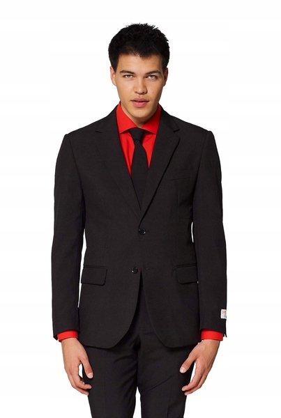 Pánský Černý Retro Gangsterský Oblek Opposuits Deluxe Slim Fit 56