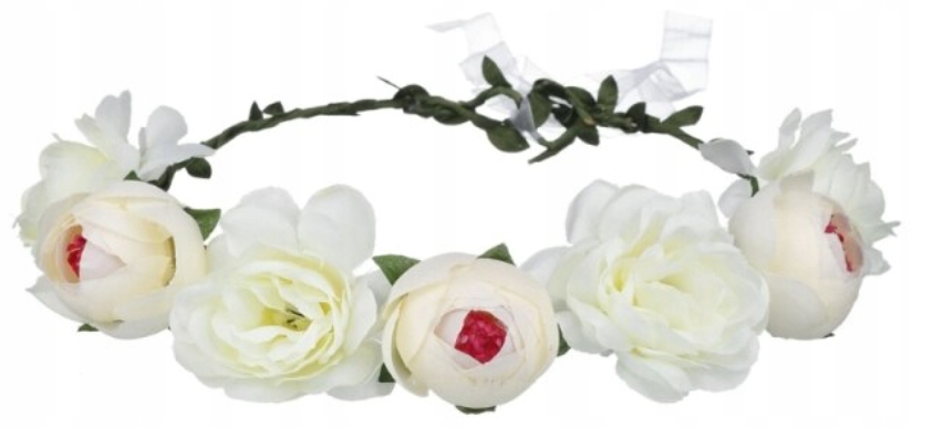 OPASKA WIANEK NA GŁOWĘ BOHO DRUCIK BIAŁE KWIATY PANIEŃSKI ŚLUBNY KOMUNIA Marka Inna marka