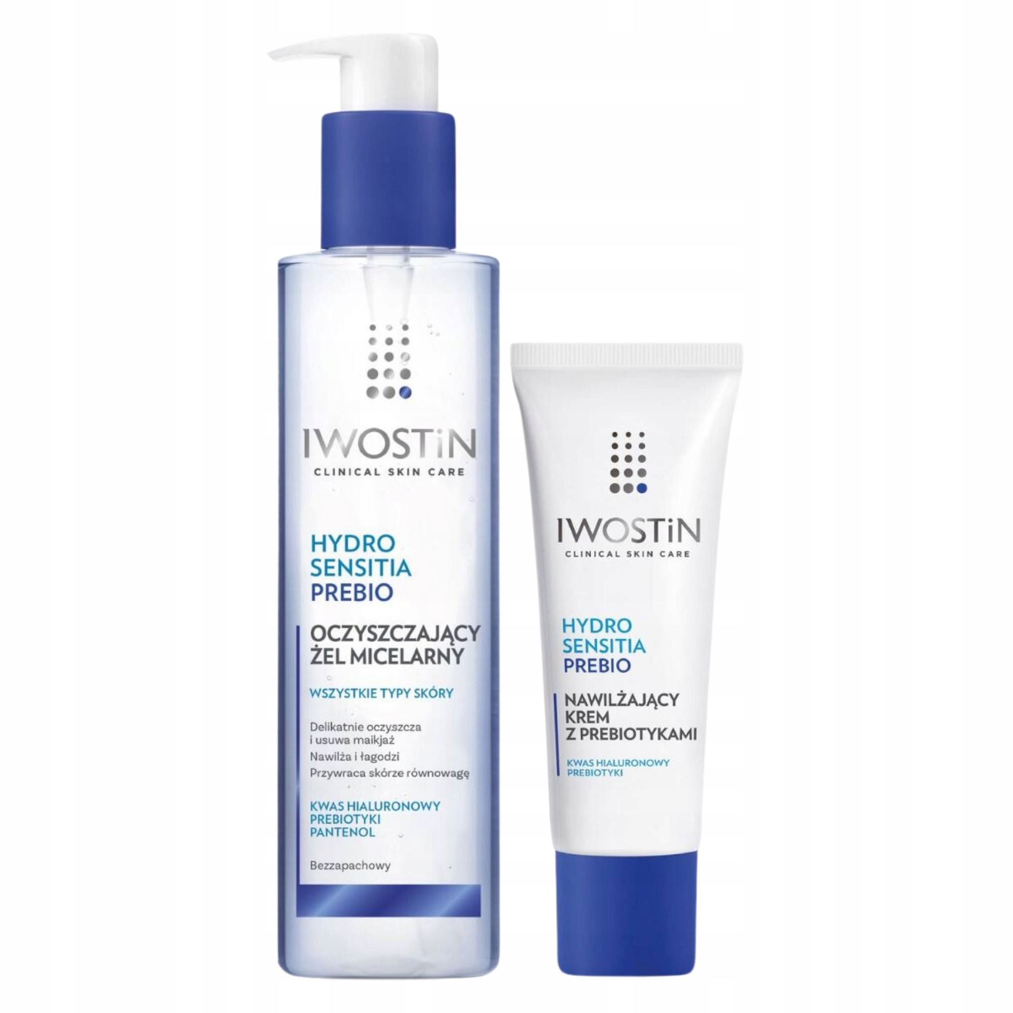 Iwostin Hydro Sensitia Prebio Żel micelarny 200ml Krem nawilżający 50 ml