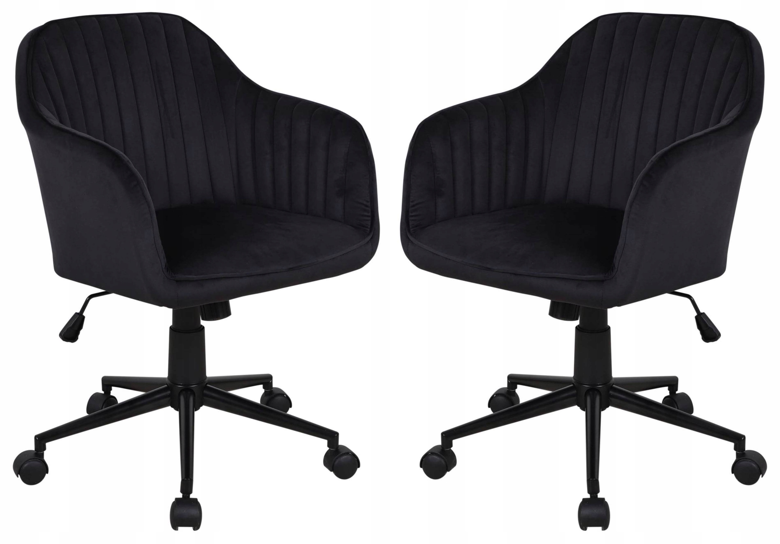 Fotel Obrotowy Maya Czarny Tkanina Velvet Biurowy Salonowy Krzesło Niski