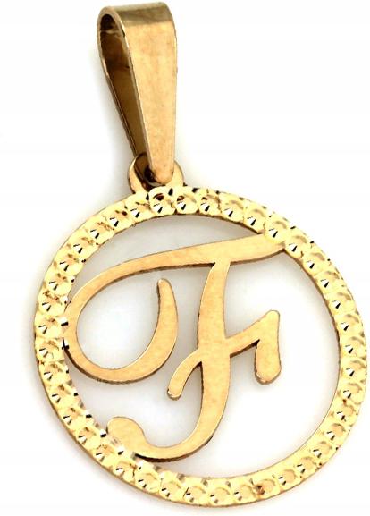 Zlatý přívěsek 585 písmeno F s diamantovým kruhem přívěsek na řetízek 14k