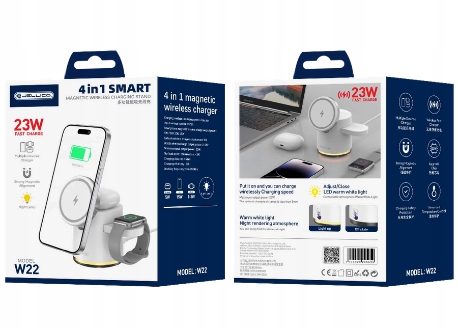Jellico ładowarka bezprzewodowa 3w1 W22 15W Biały
