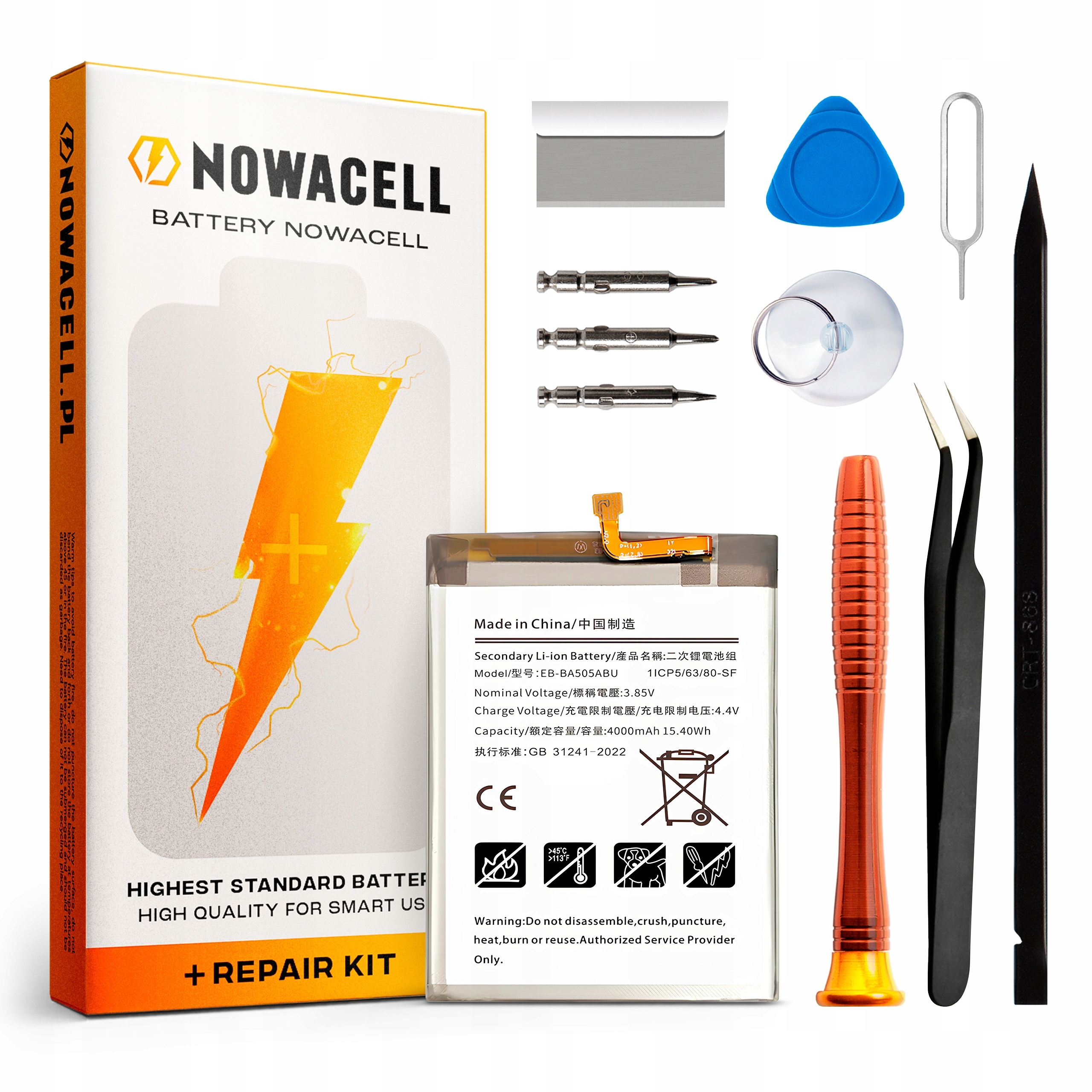 Bateria EB-BA505ABU do Samsung A20 A30 A30s A50 Zestaw 4000 mAh Nowacell