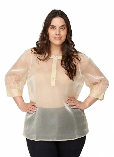 

ZZ3 Zizzi Lekka Kremowa Bluzka Organza 54 56