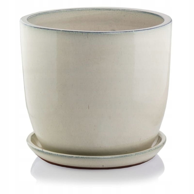 

Kremowa donica ceramiczna ogrodowa z podstawką 41