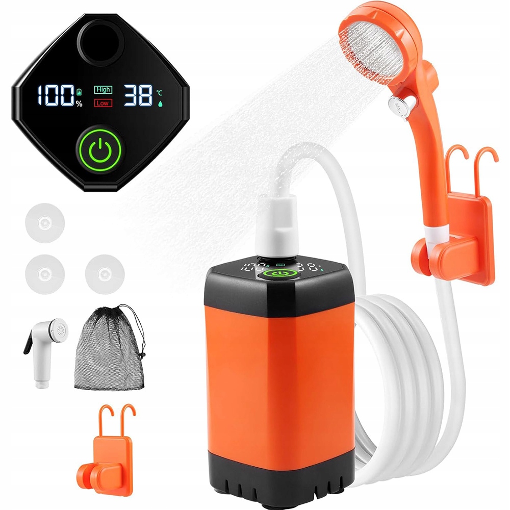 Mobilny Prysznic Ogrodowy Z Termometrem LCD Do Mycia Auta I Koni 5L/MIN
