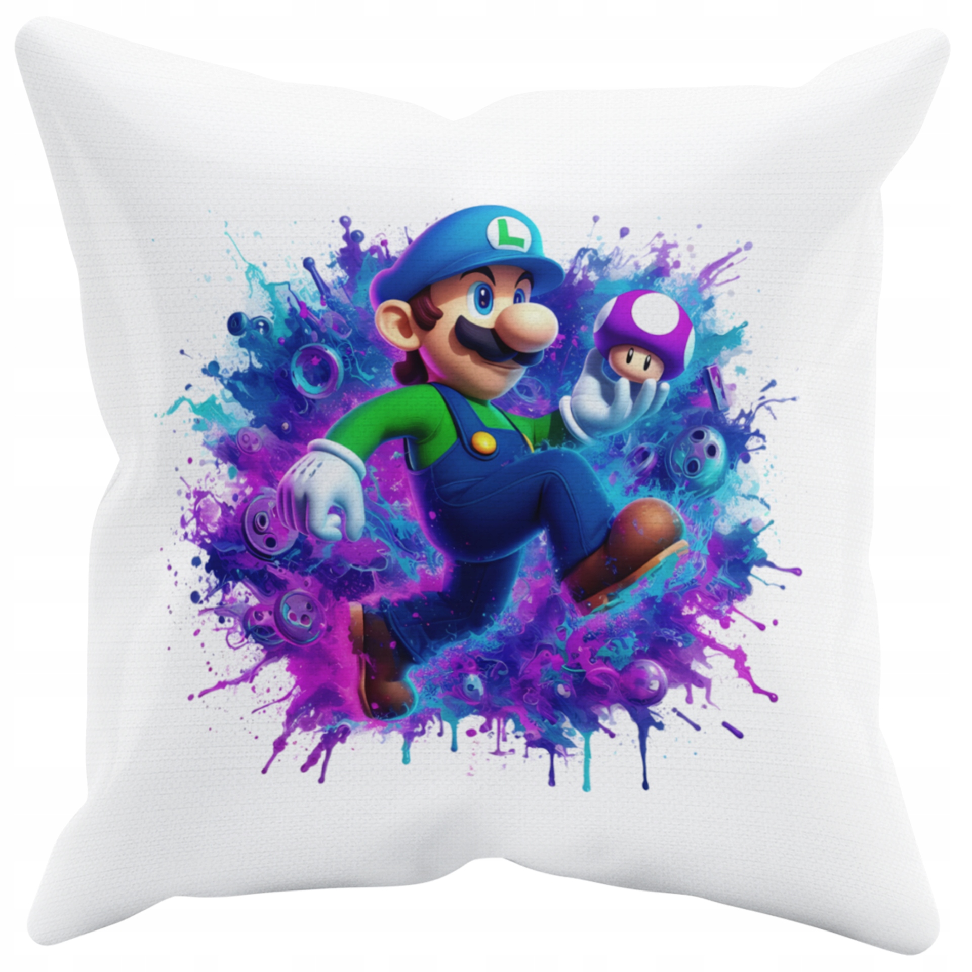 POSZEWKA NA PODUSZKĘ JAŚKA DO PRZEDSZKOLA MARIO LUIGI + IMIĘ GRATIS Kolor dominujący biel