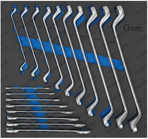 WKŁAD WÓZKA KLUCZE KOPYTKOWE PŁASKIE 6-27 MM 18 ELEMENTÓW