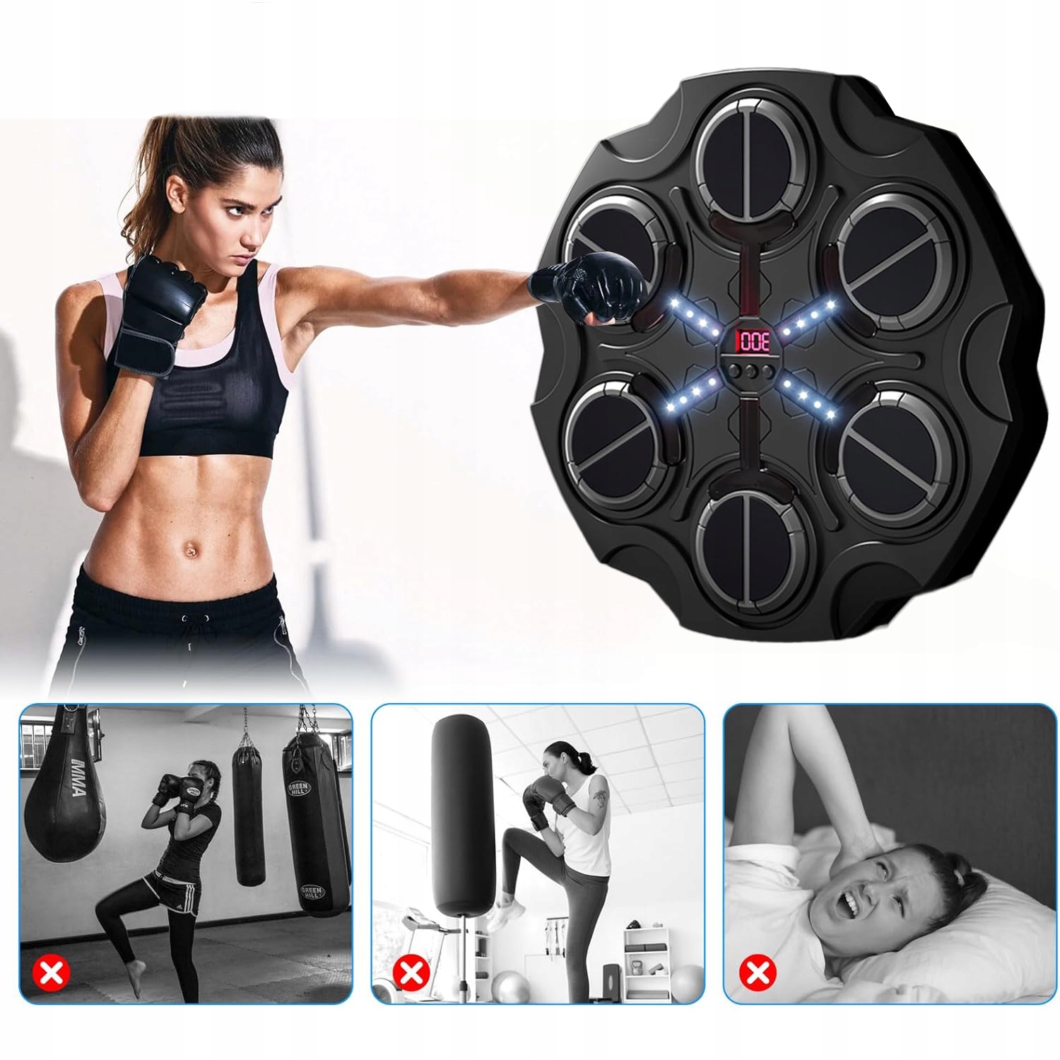 Maszyna Bokserska Dla Dzieci Bluetooth Muzyka 6 Tarcz 3 Tryby Rękawice