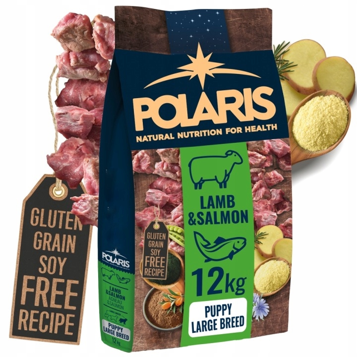 Sucha Karma Dla Szczeniąt Bez Zbóż 12kg Jagnięcina Łosoś Polaris Premium