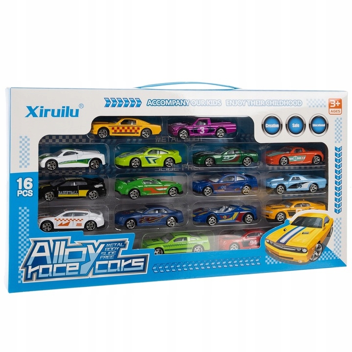 ZESTAW SAMOCHODZIKÓW AUTKA SAMOCHODY METALOWE RESORAKI DLA DZIECI 16 SZTUK Marka inna