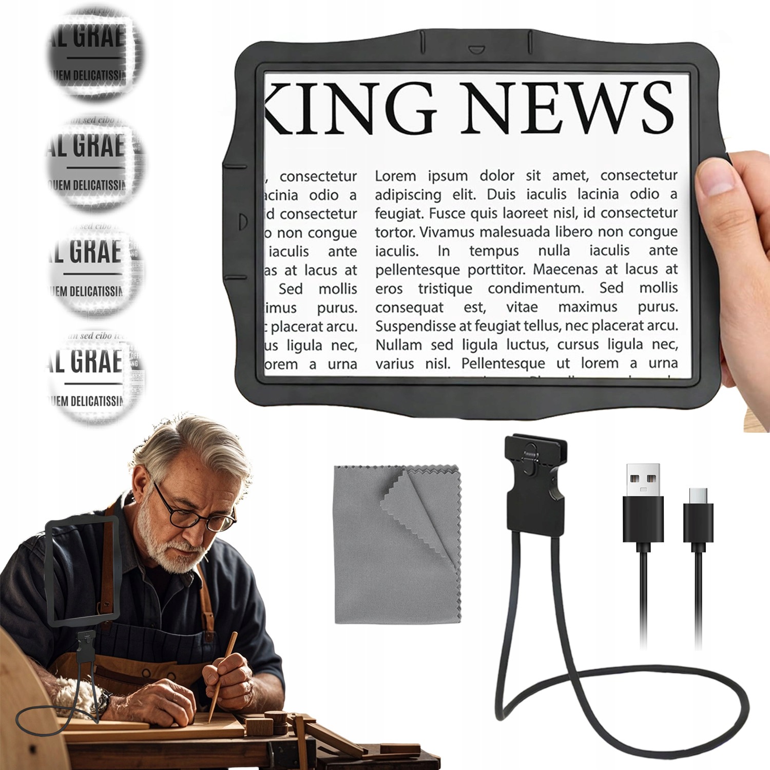 Krk Lupa Sklo Magnifying Glasses 10 x 50LED pro čtení