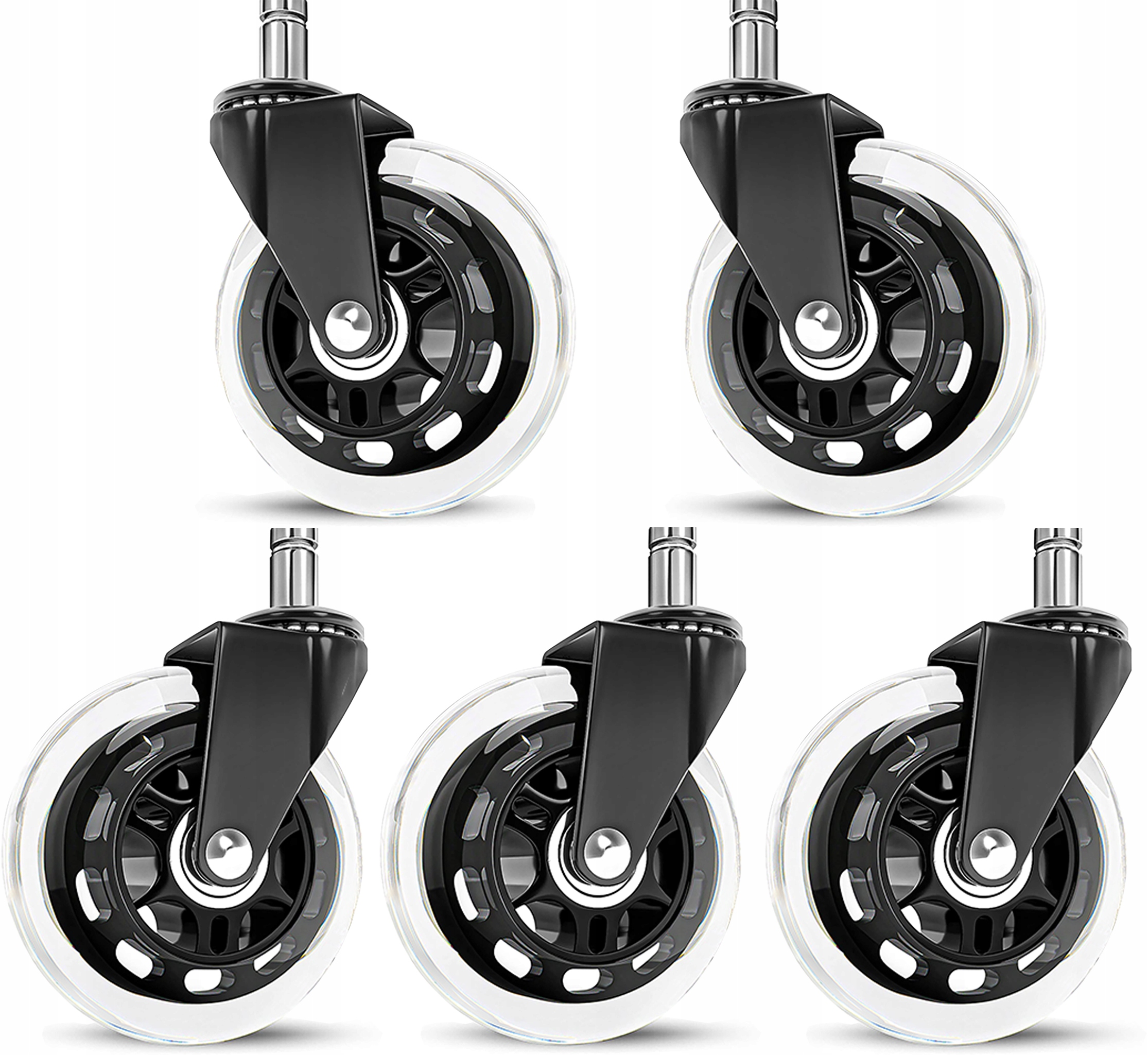 

5szt Gumowe Kauczukowe kółka do fotela łożyskowane