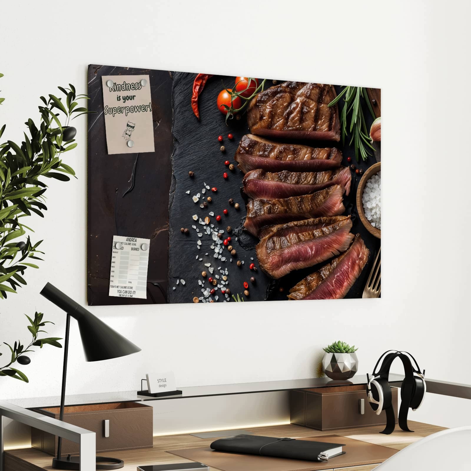 Magnetická tabule Grilované Steak Talíř 90 × 60 cm