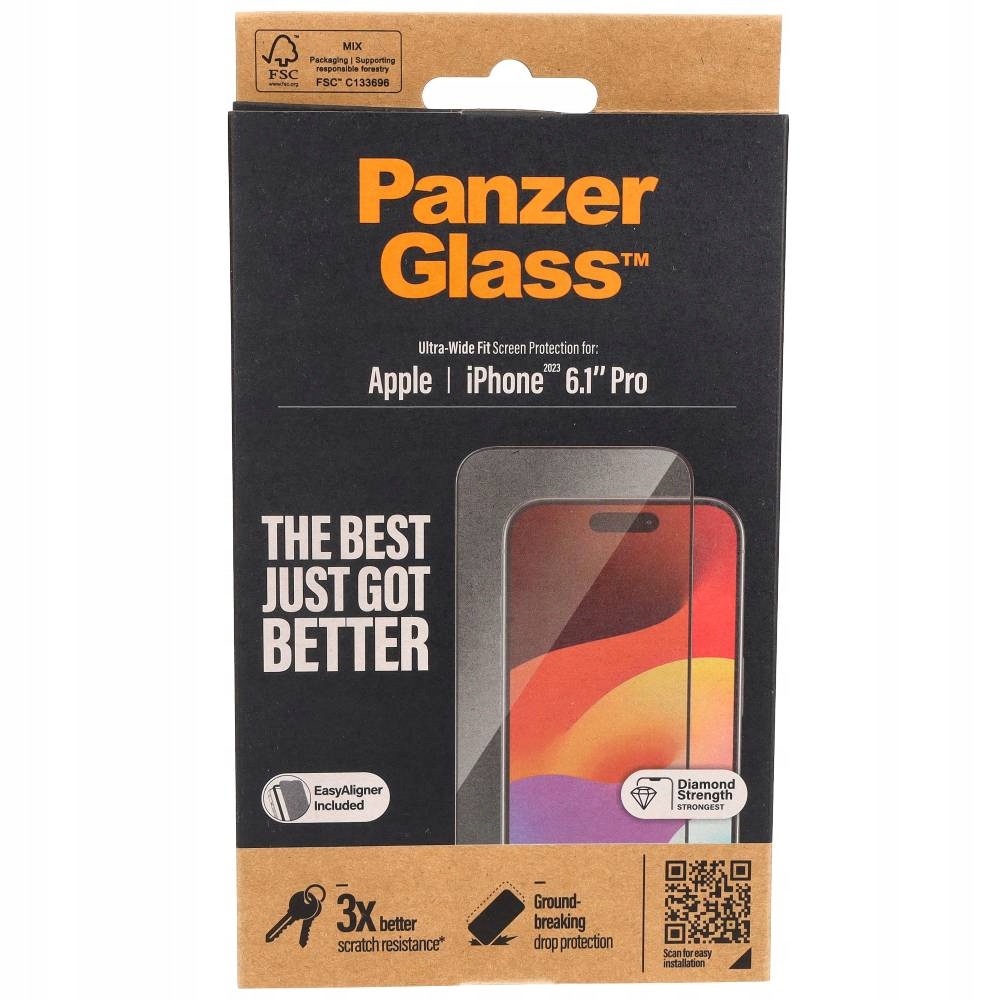 Ochraniacz ekranu PanzerGlass iPhone 2023 6.1 Pro Bardzo szerokie dopasow
