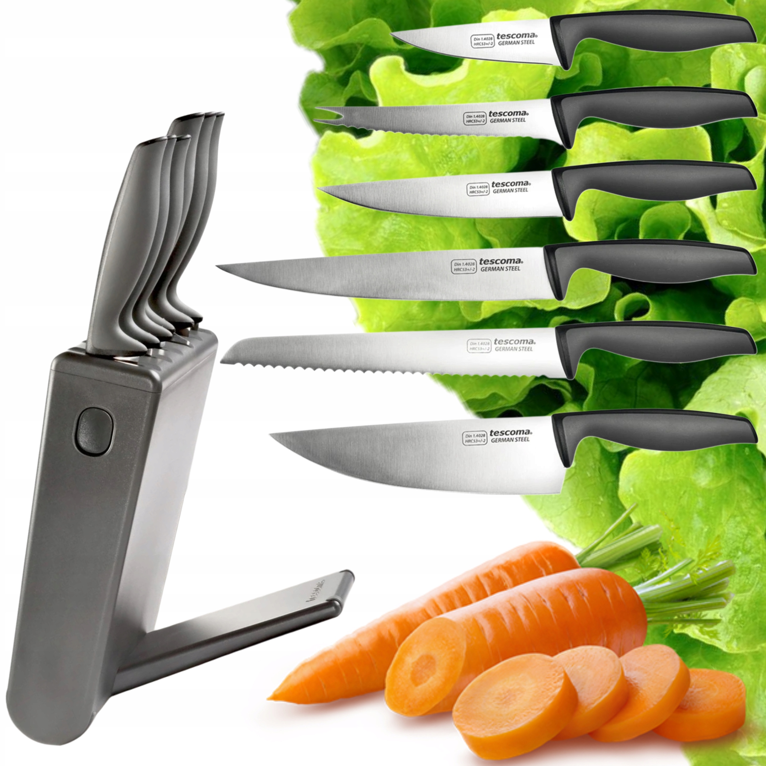 Sada 6 Oceľových Kuchynských Nožov V Bloku Tescoma Precioso Komplet Ostrých Nožov