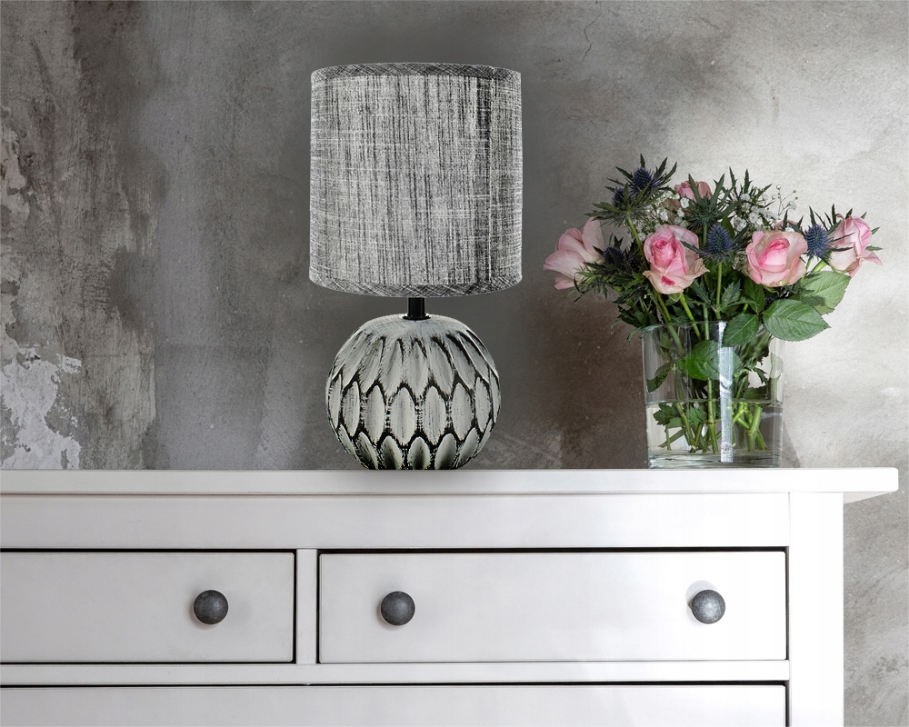 LAMPA STOŁOWA CERAMICZNA SZARA STYL BOHO 26CM Liczba punktów światła 1