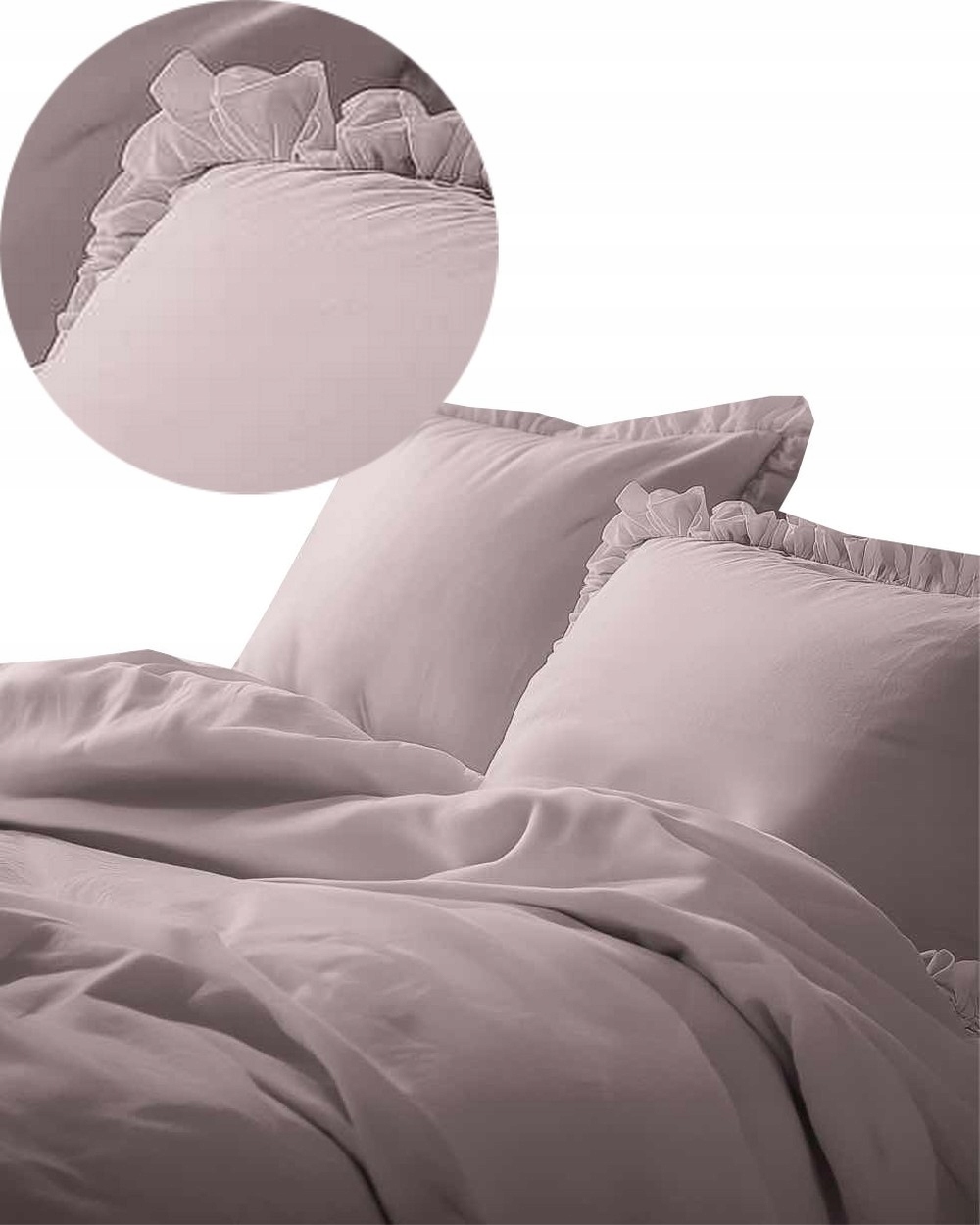 Pościel z falbaną 220x200cm 100% Bawełna pościel w stylu Boho kolor Róż P