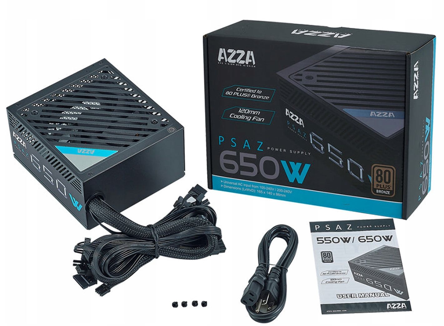 Nový napájecí zdroj Atx 650W Linkworld Azza 5x Sata 2x Pci-e EPS12V 80+ Bronze