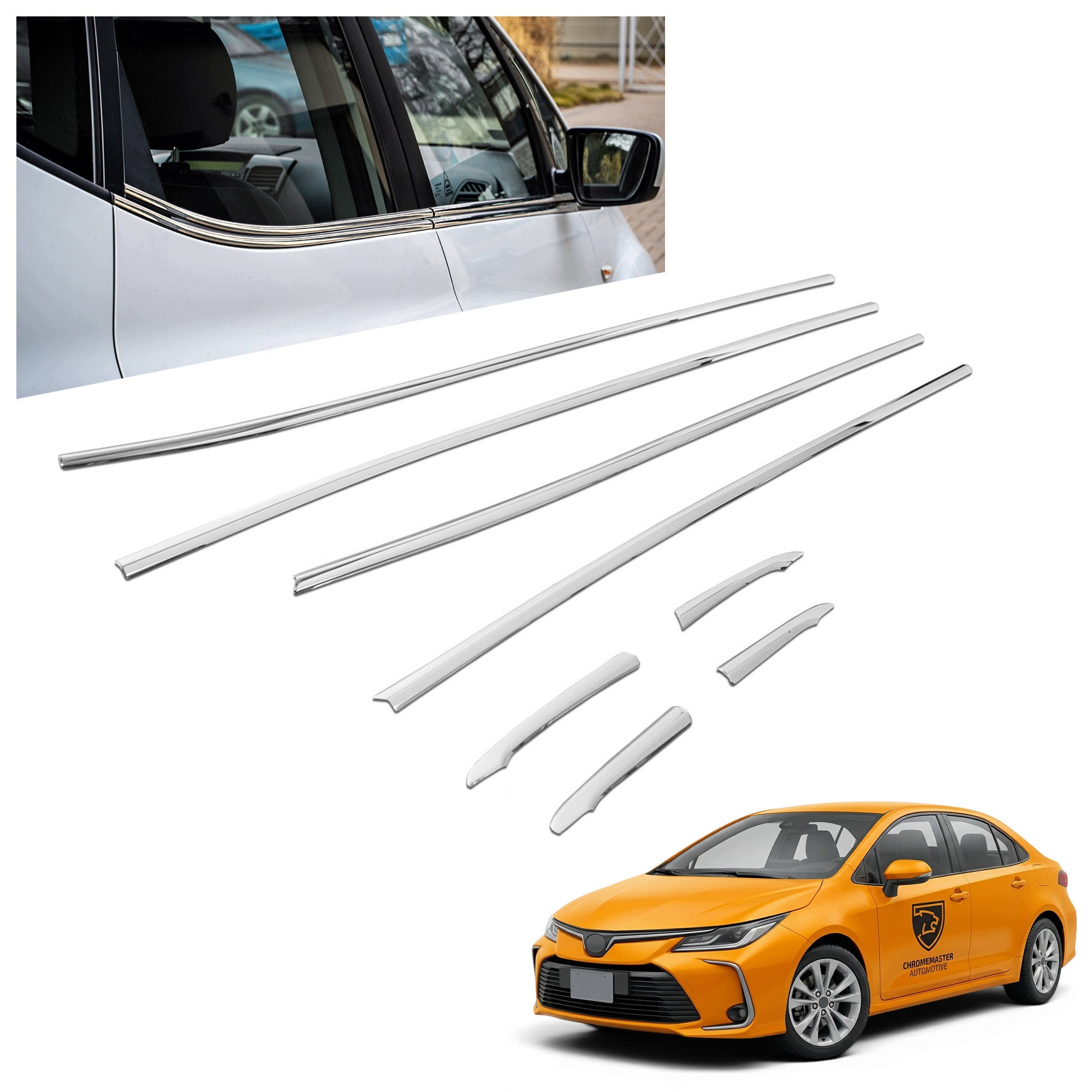 Okenné lišty pod bočné sklá pre Toyota Corolla XII 2019-2025 Sedan