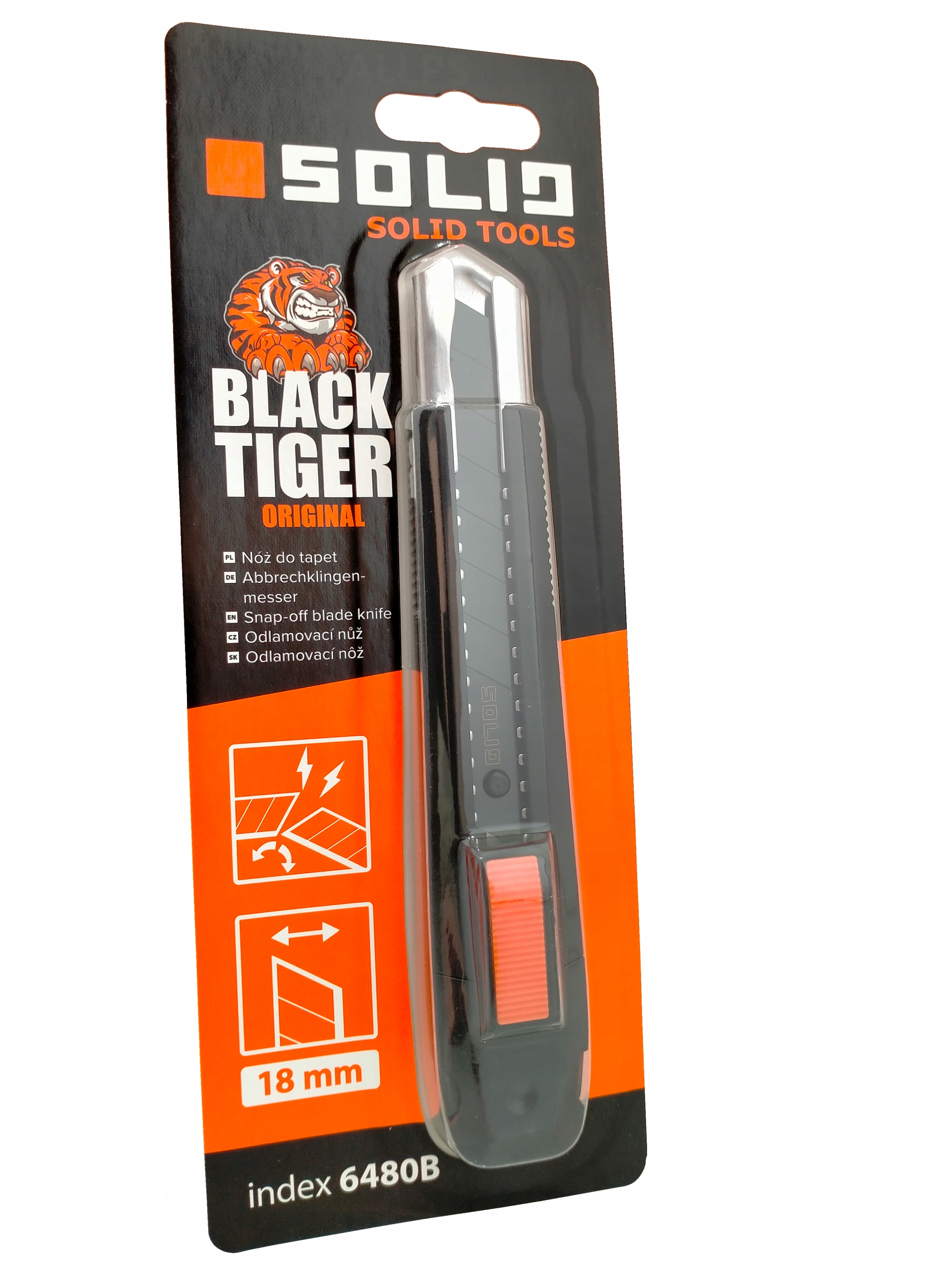 

Nóż Do Tapet Łamane Ostrza Solid Black Tiger 18mm