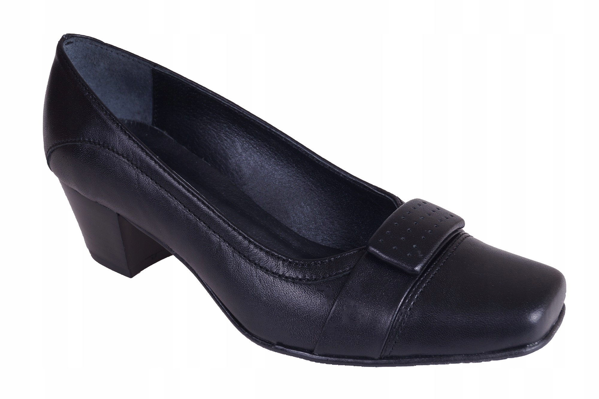 

Czółenka Skórzane Damskie Wielbut 150 Czarne 34