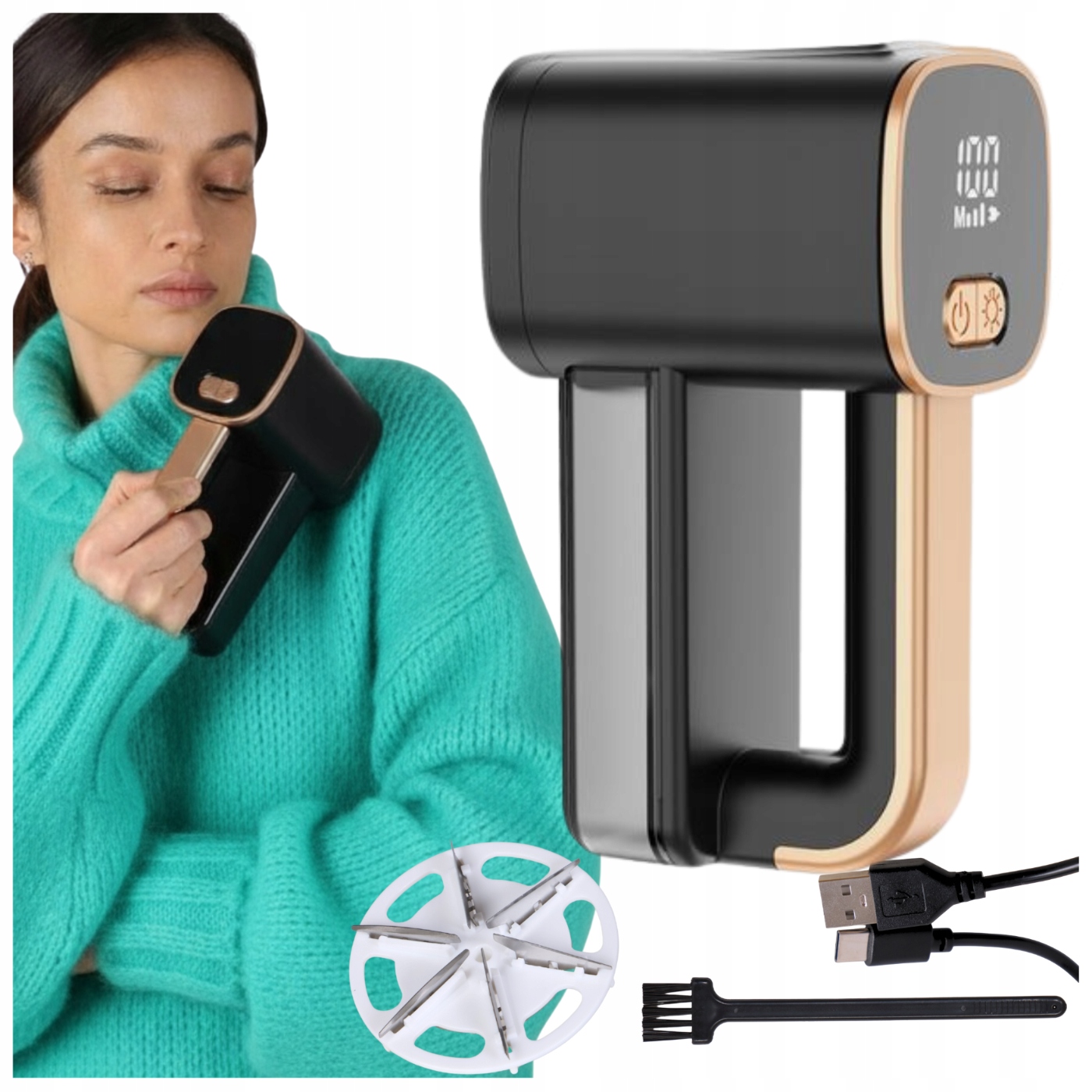 Odžmolkovač svetrů, zmačkaných tkanin, pohovky, elektrický, velký strojek