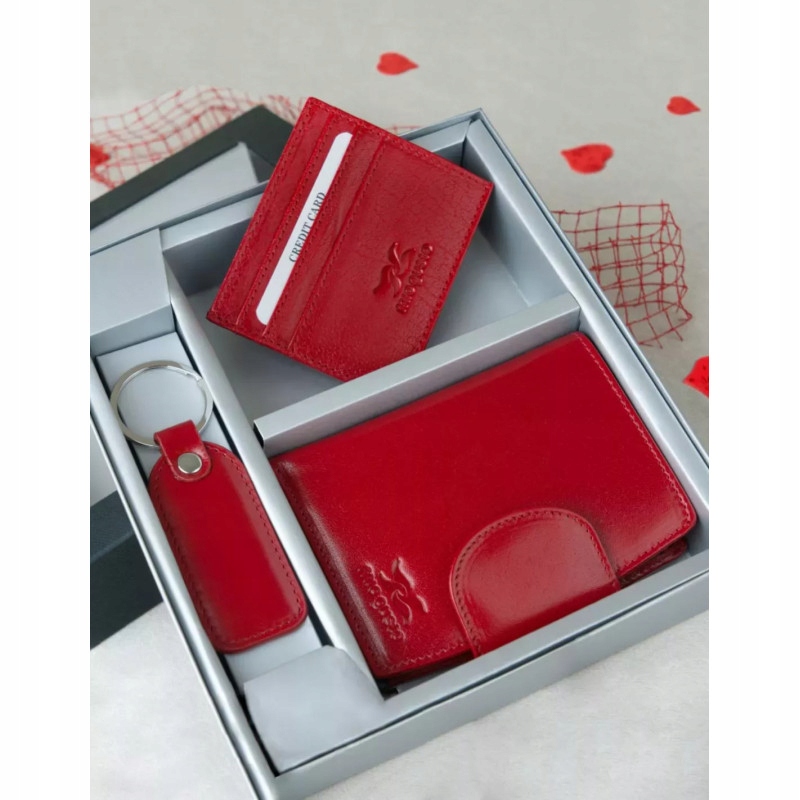 Sada pro ženy, vizitkářská peněženka přívěsek Cindy Mio Gusto červená