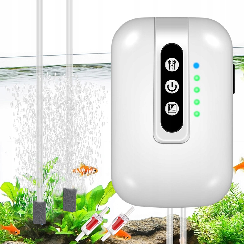 Levně Provzdušňovač Do Akvária Výkonná Pumpa S Regulací 2000MAH 2W 180L/H 2 Režimy