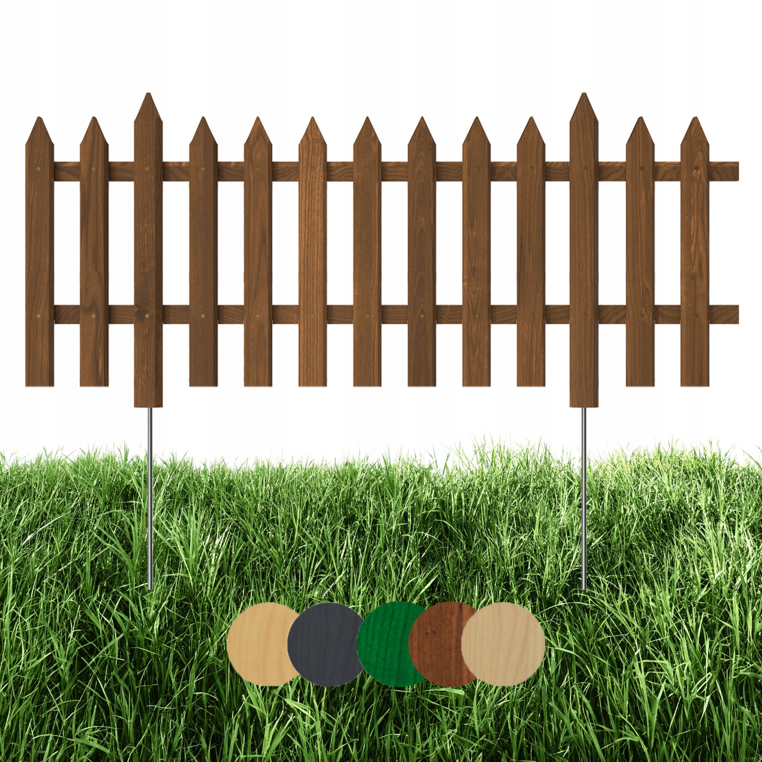 Zahradní plot dřevěný, záhonový, palisáda 100 x 40 cm, hnědý