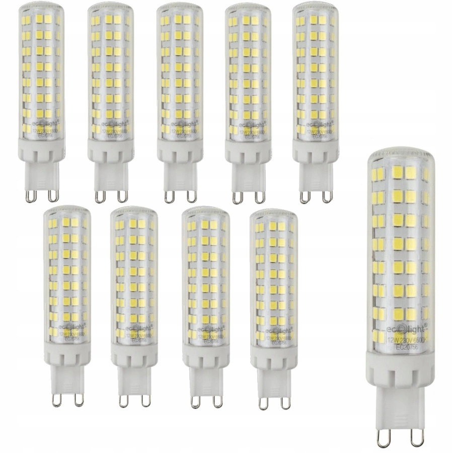 Led žárovka Závit G9 12W 1040lm 6500K 230V Bílá Studená Trubka Set 10 ks